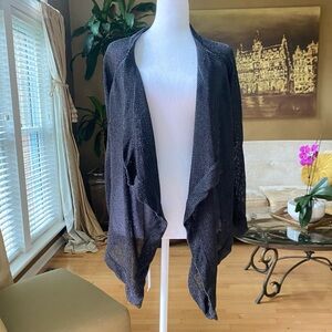 VINCE Black Metallic Open Front Cardigan XS